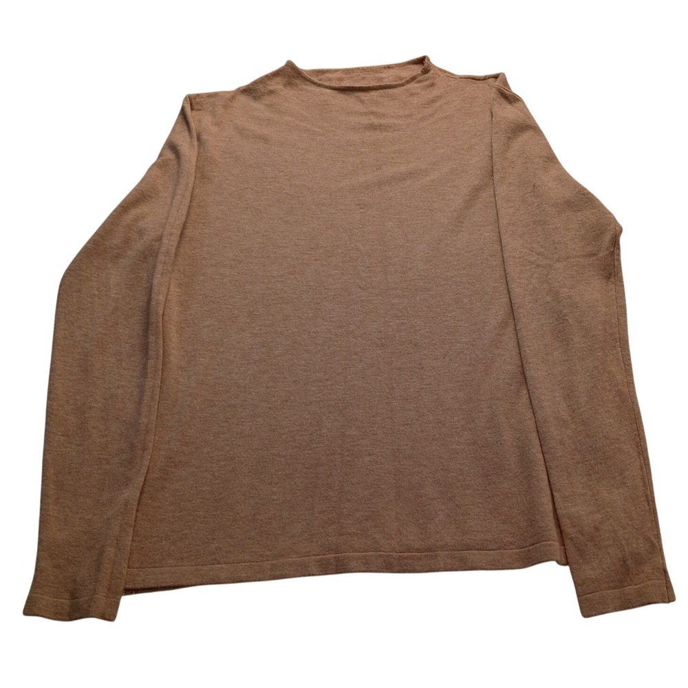 Vila Milano Sweater Women's Mock Neck Fine Knit Pullover Tan Casual Soft Size M